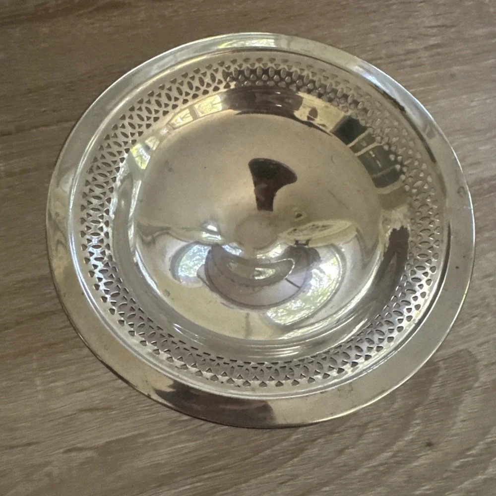 Vintage Revere Pewter Reticulated Footed Compote Candy Nut Centerpiece Bowl